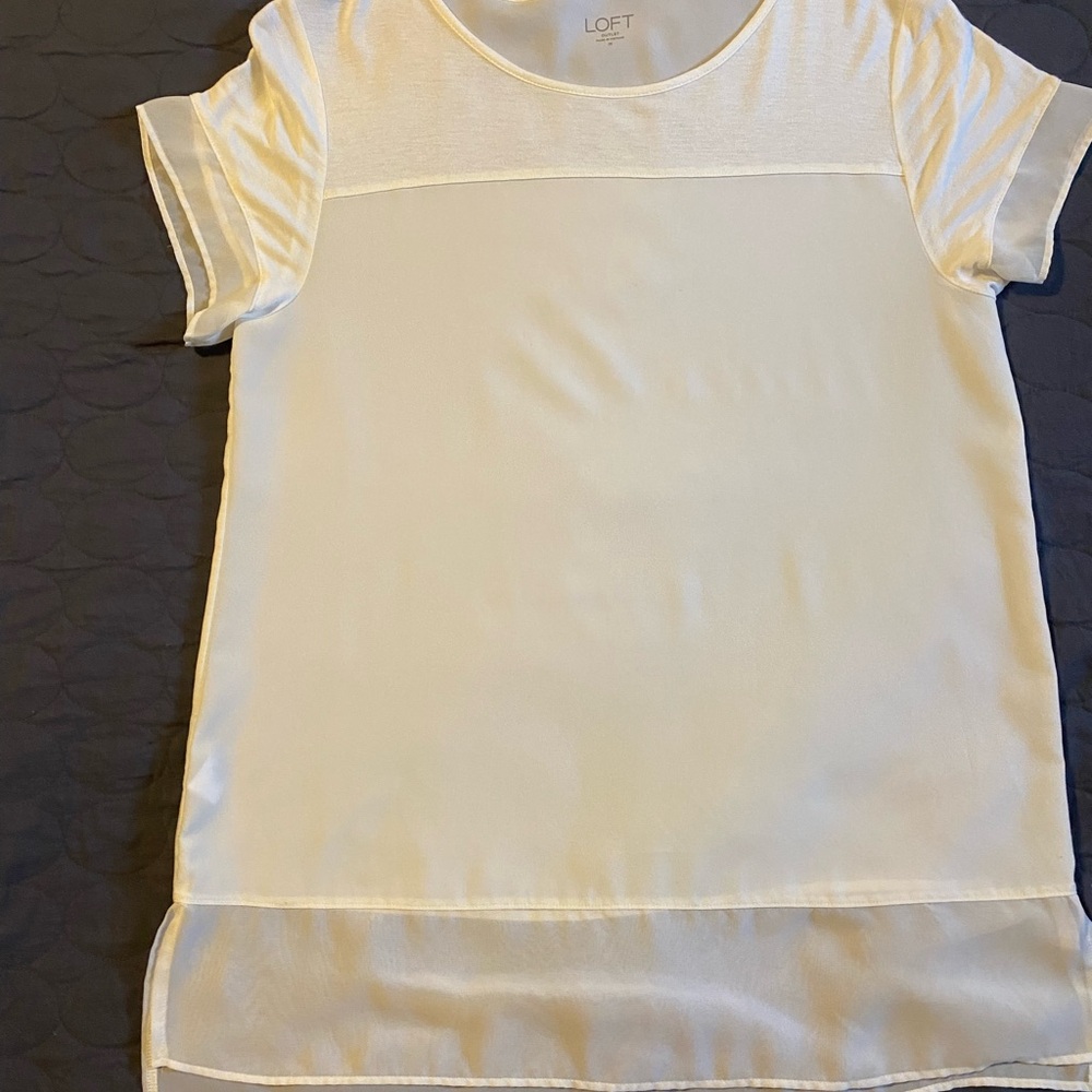 LOFT White Sheer Panel Top